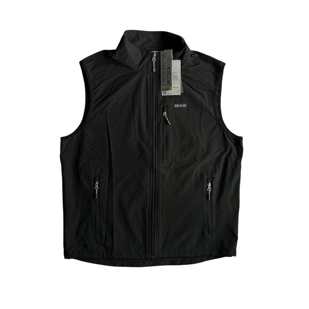 Free Country Softshell Full Zip Vest Men's Size Large Black Lightweight Stretch